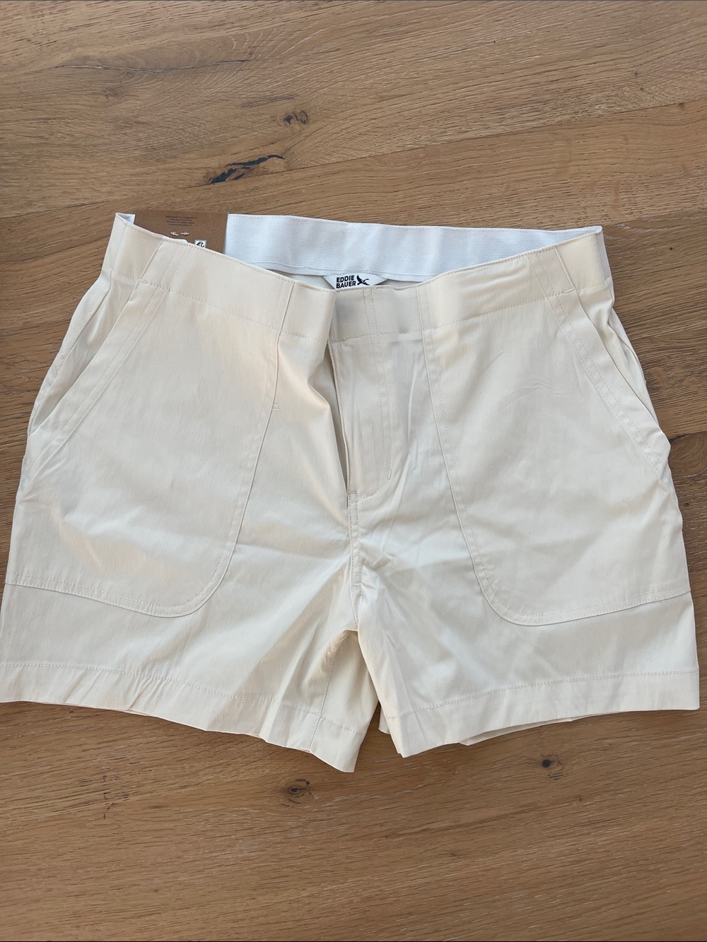 Eddie Bauer Women's Light Cream Flat-Front Shorts